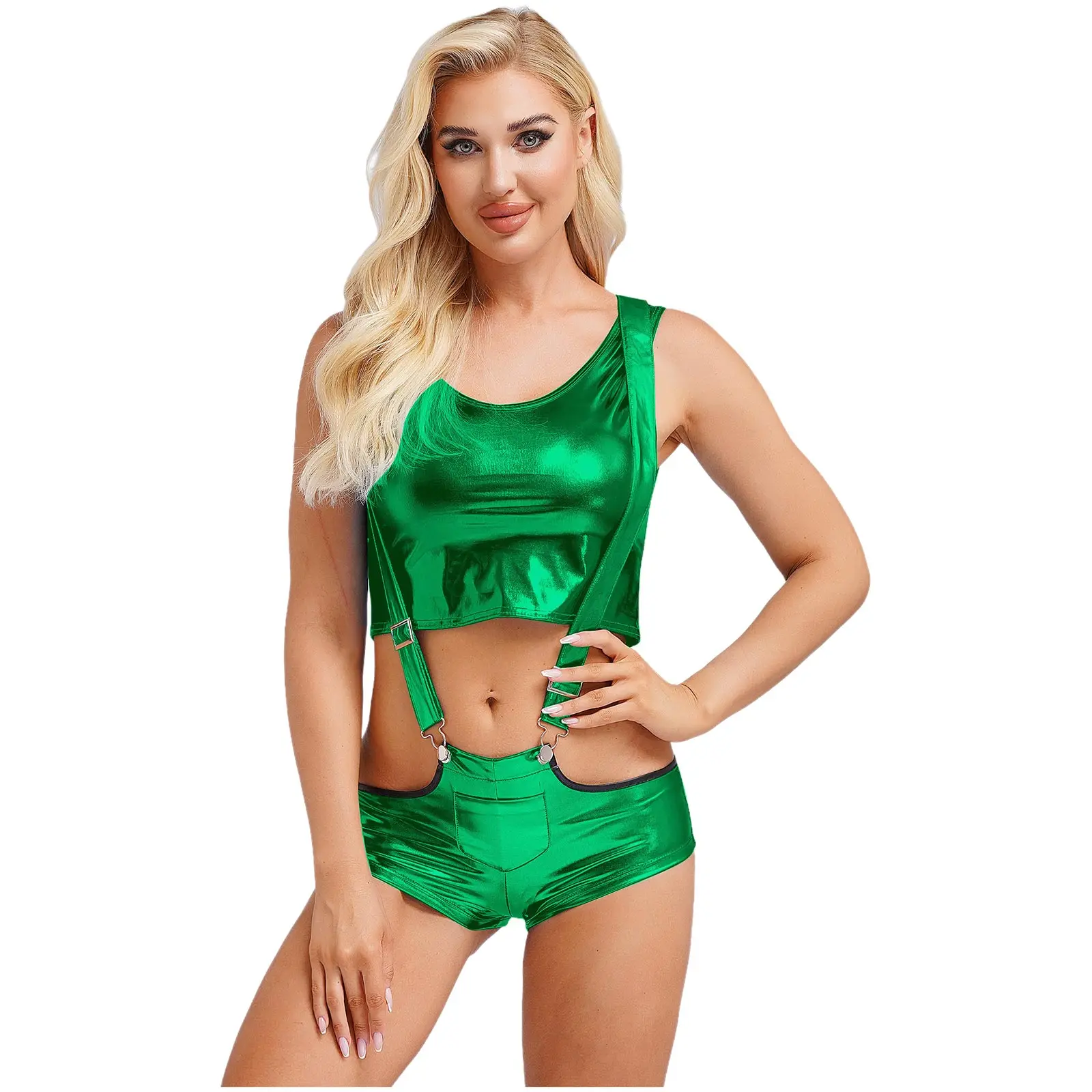 المجسم النساء الحمالات المعدنية السراويل السراويل الساخنة لامعة البسيطة السراويل موضة ملهى ليلي وتتسابق الهذيان زي حفلة بحر