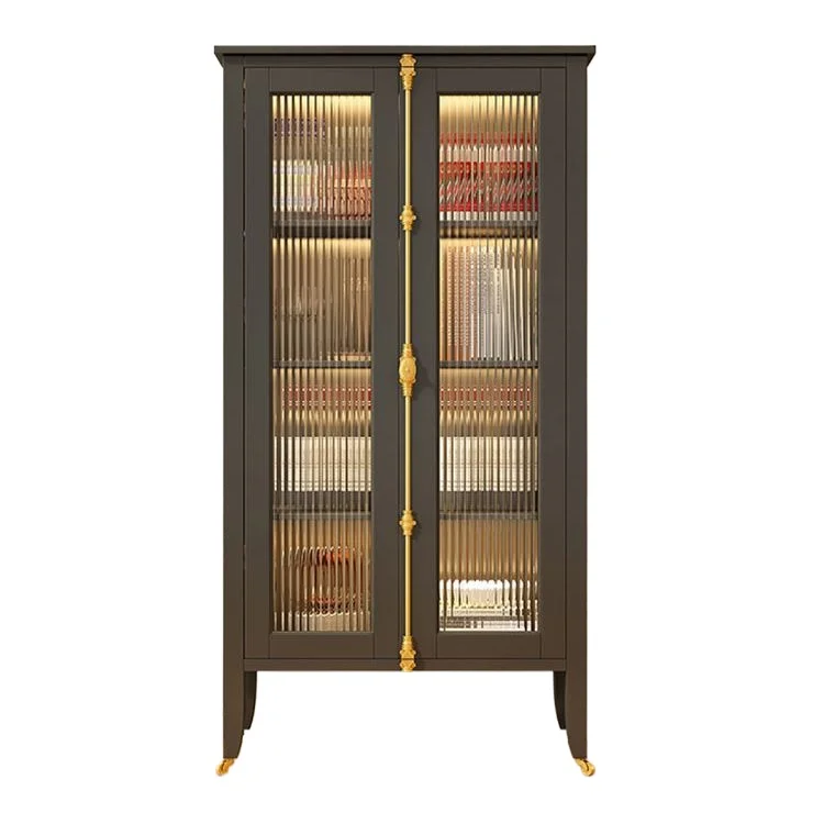 

American solid wood light luxury wine cabinet, household small apartment modern simple high cabinet French