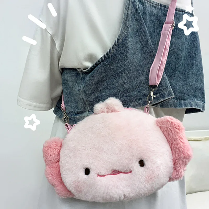 Cartoon Cute Ambystoma Mexicanum Plush Bags Backpack Messenger Bag Doll Bag PP Cotton Soft Adult Kids Schoolbag Birthday Gifts