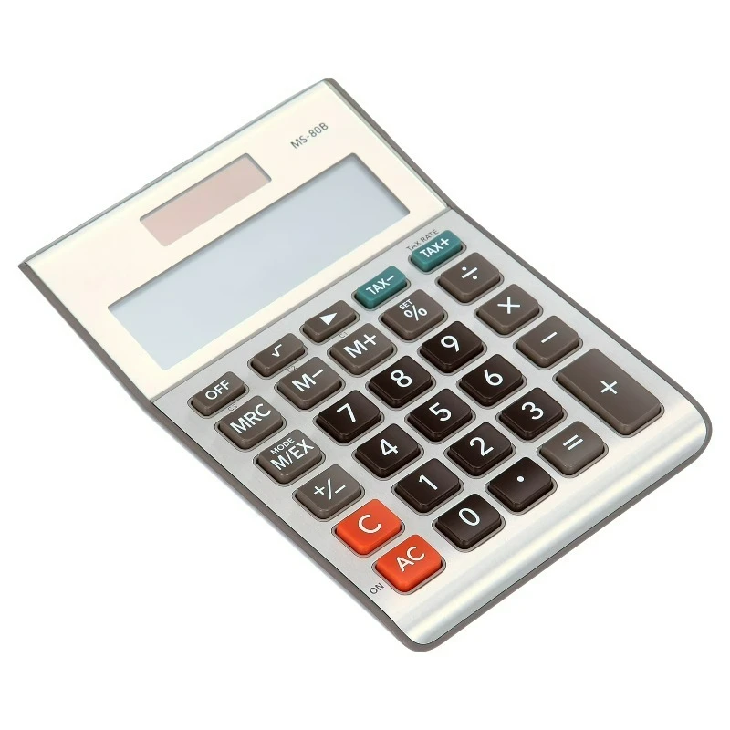 MS-80B 8-Digit Desktop Calculator, Dual Power, Extra Large LCD Display, Satin Nickel
