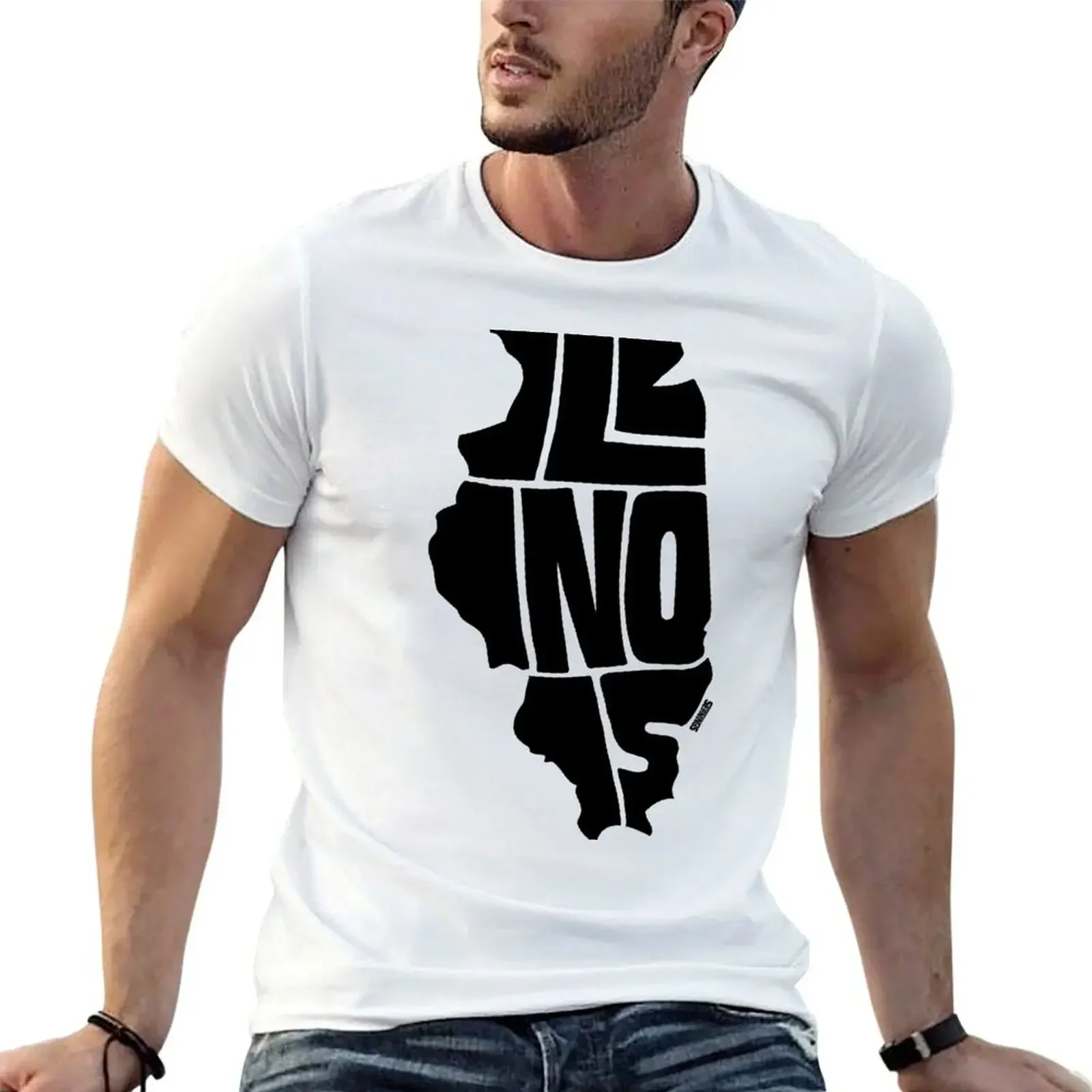 

Illinois T-Shirt man clothes Short sleeve tee vintage anime shirt sports fans T-shirts for men cotton