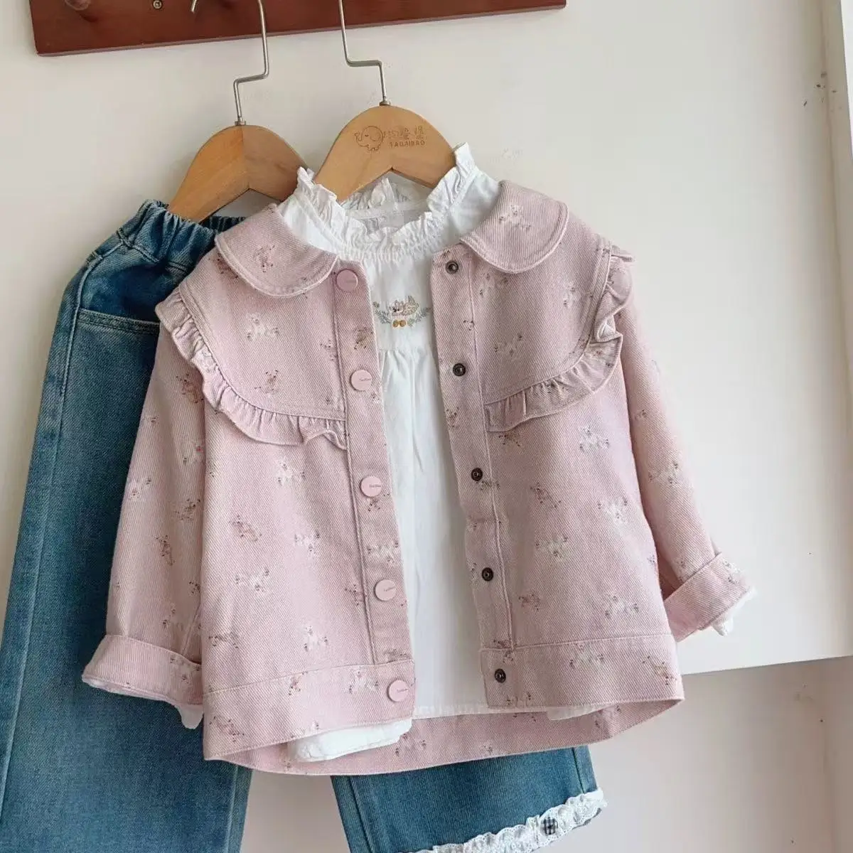 

Baby Girl Coat Spring and Autumn New Western Style Single-Breasted Casual Jacket for Children 1 3 5 7 Y