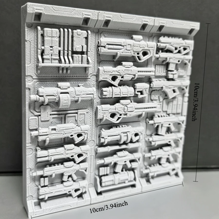 Sci-Fi Weapon Wall Panel Model - Cyberpunk Gun Rack Terrain, Industrial Tech Diorama Base for Miniature Scenery