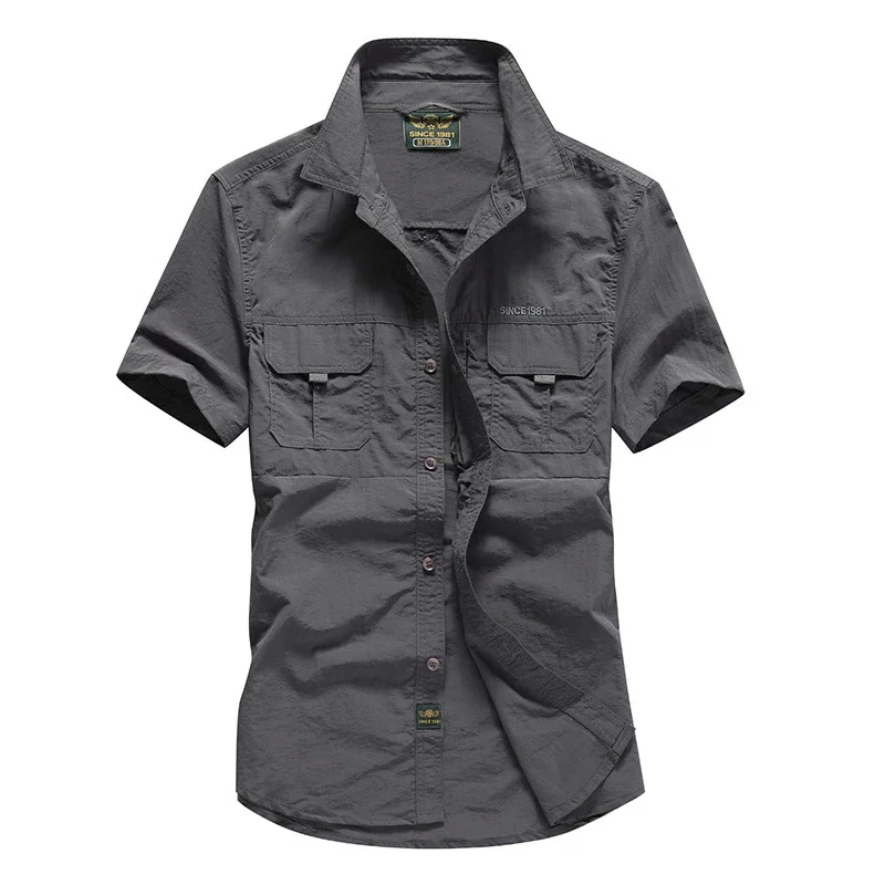 

2024 Quick Drying Men Shirts Tactical Short Sleeve Male Military Breathable Outwear Work Shirt chemise homme