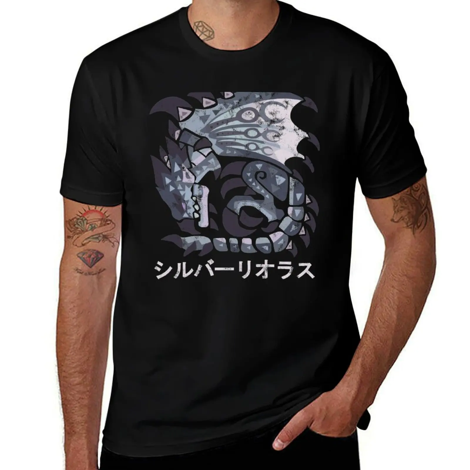 Футболка Monster Hunter World Iceborne Silver Rathalos Kanji из мягкого хлопка с принтом