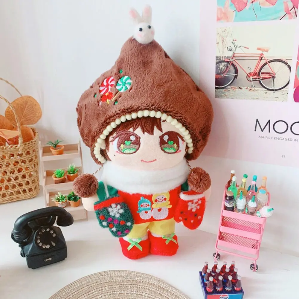 롤리팝 면화 인형 옷 장갑 드레스 면화 인형 정장 세트 컬렉션 눈사람 플러시 장난감 옷 어린이 선물