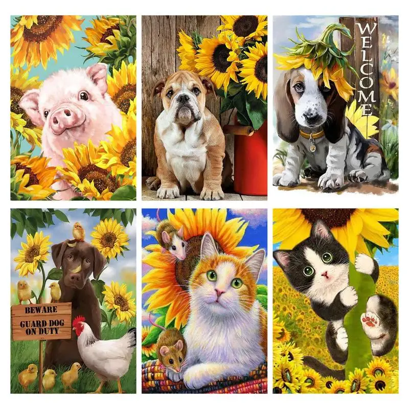 

PhotoCustom Paint By Numbers With Frame Puppy Animal Kit Paiting By Numbers Wall Decoration For Adults Handicraft