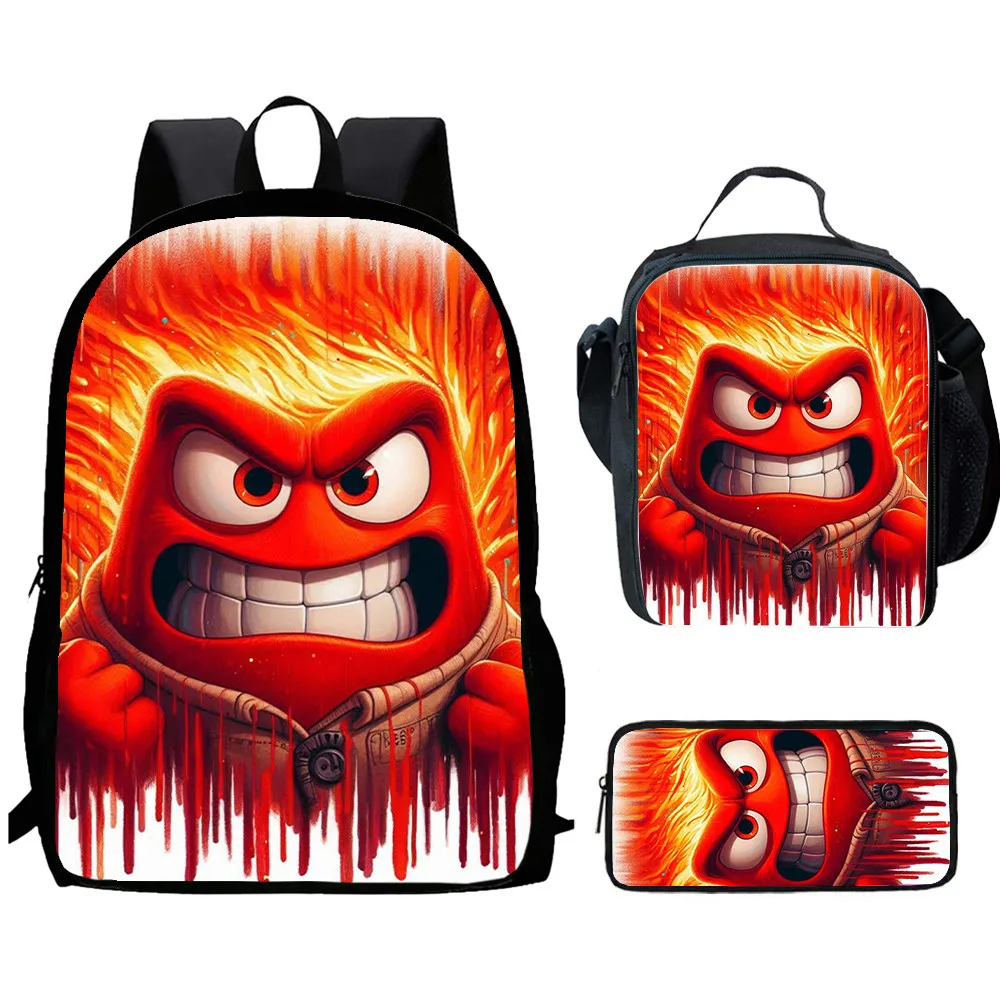 

Cartoon Inside Out Child School Backpack With Lunch Bags Pencil Bags For Age 4-9,Light Weight Child School Bags For Boys Girls