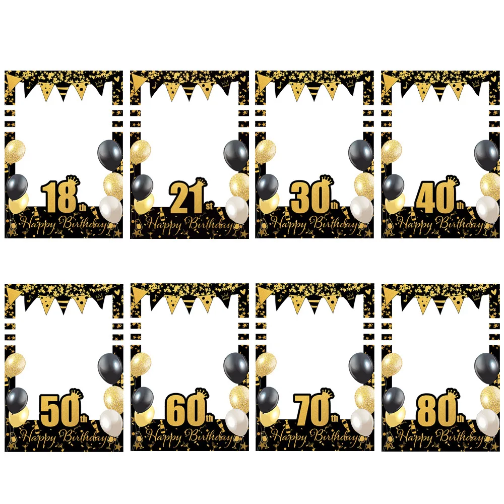

Glitter Black Gold 18th 21th 30th 40th 50th 60th Birthday Photo Booth Frame Prop Adult Birthday Party Decoration 40Birthday gift