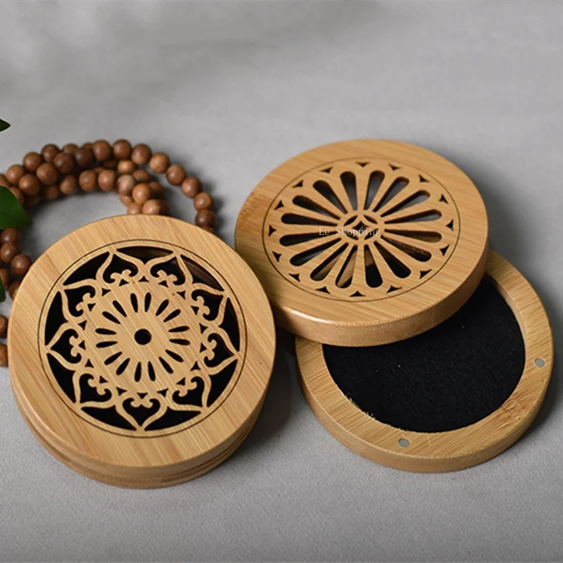 Bamboo Wooden Pan Incense Box Creative Hollow Out Retro Incense Burner DIY Household Indoor Incense Tea Ceremony Decoration