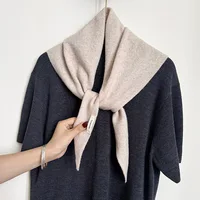 Knitted Scarf Women 100% Wool Winter Warm Scarves Bright Solid Color Design Thickened Shawl Soft Triangle Pashmina Neck 2025 NEW 6