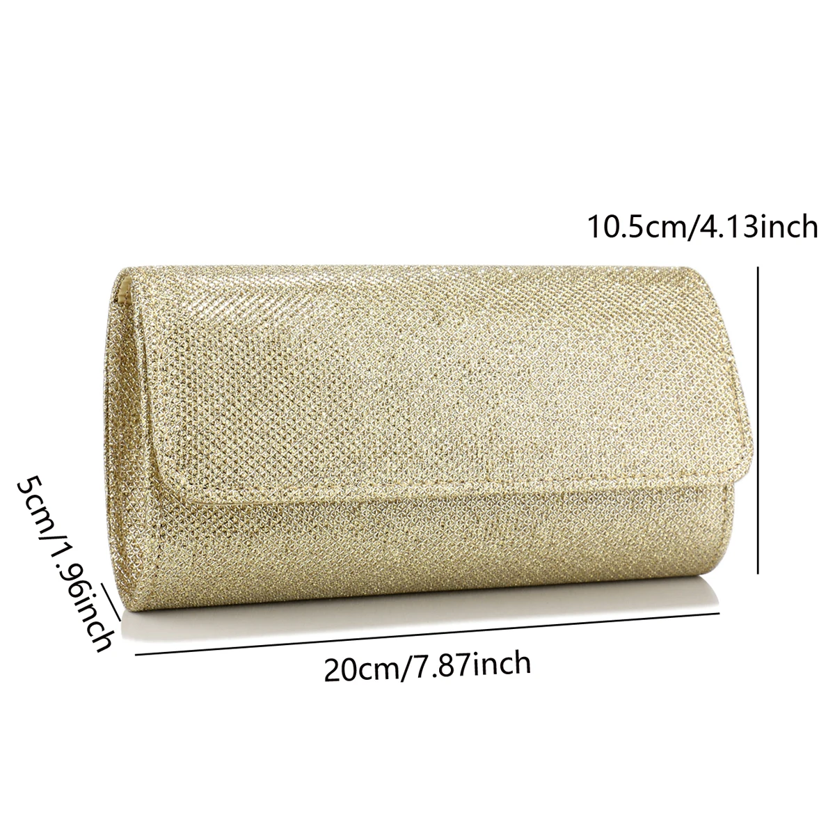 Casual Women Evening Bags Golden Chain Metal Clutch Bags Small Envelope Design Cover Handbags Purse  Glitter