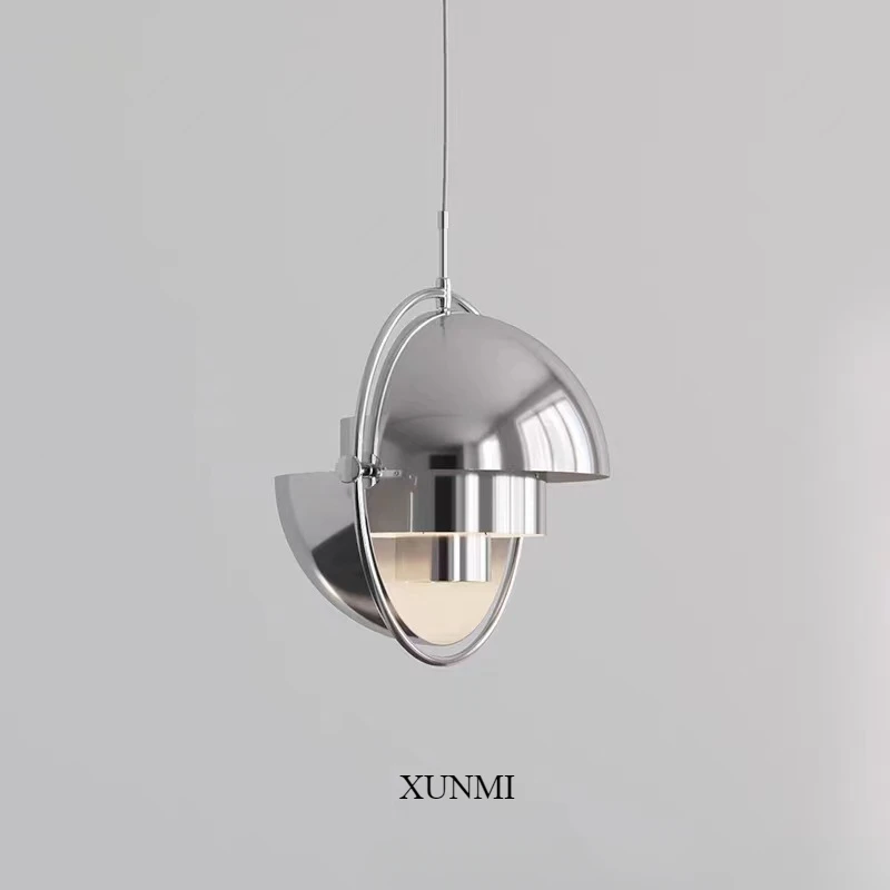 

Nordic Danish Designer Rotating Metal Helmet Chandelier Bar Restaurant Room Decoration Bedroom Bedside Iron Pendant Light LED