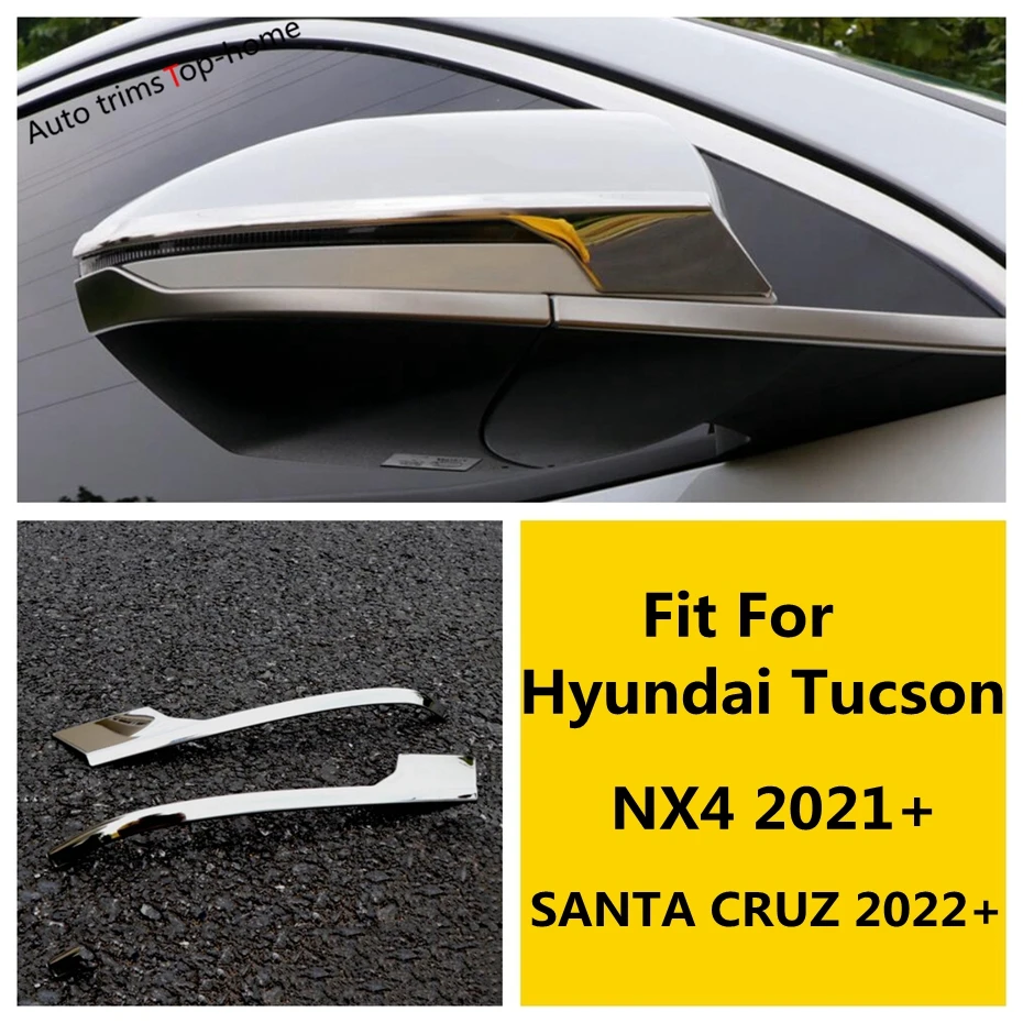 

Metal Rearview Mirror Decoration Strips Cover Trim Fit For Hyundai Tucson NX4 2021 - 2025 / SANTA CRUZ 2022 2023 Car Accessories