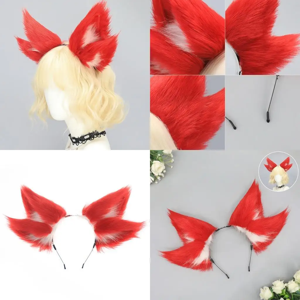 

72XE Soft Plush Nine Tailed Foxes Ears Headbands Cosplay Anime Convention Accessories for Themed Parties and Role Playing