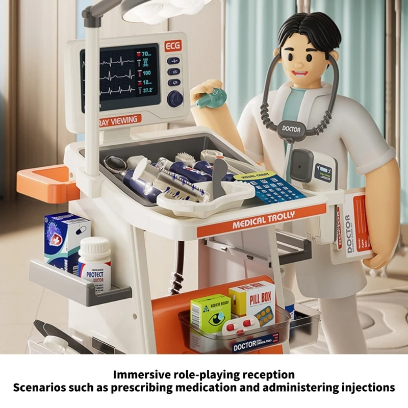 À prova crianças fingir médico playset destacando brinquedo educativo ecg para aprendizagem pré-escolar 15ub