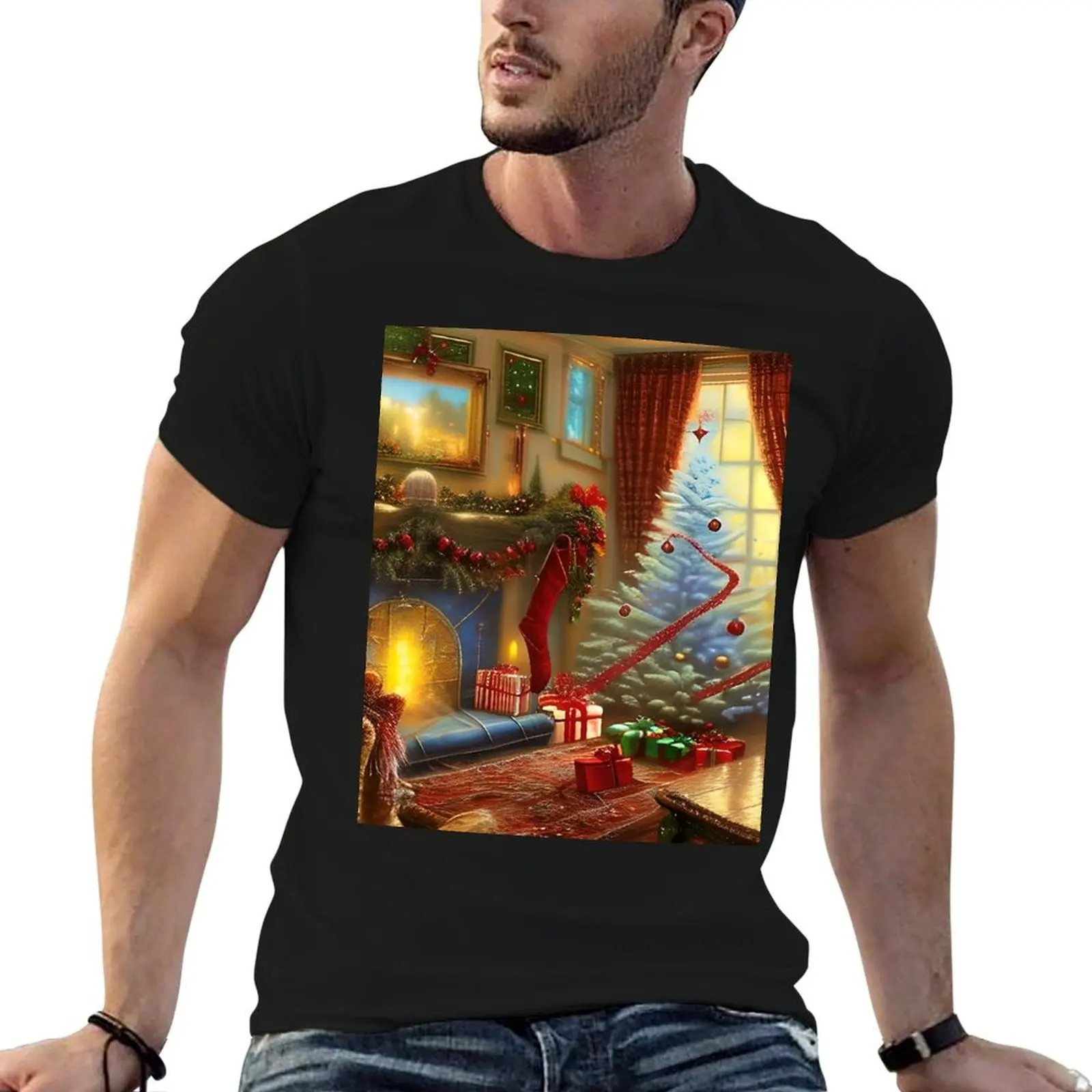 Festive Livingroom T-Shirt Aesthetic clothing blanks quick-drying mens t shirts