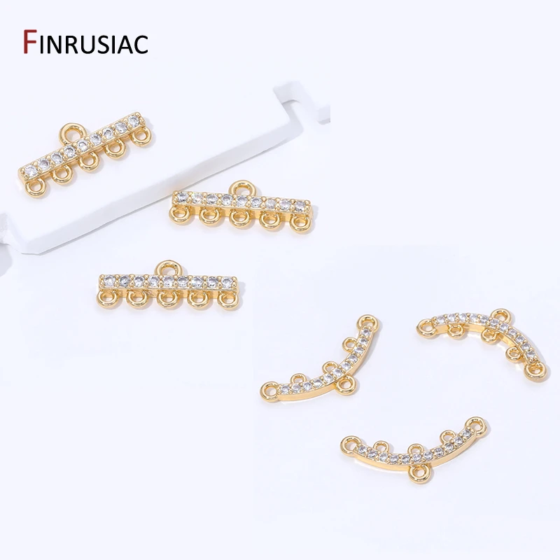 14K Gold Plated Brass Zircon Multi Strand Connector for Jewelry, Connector for Bracelets Making Findings, DIY Accessories view 5