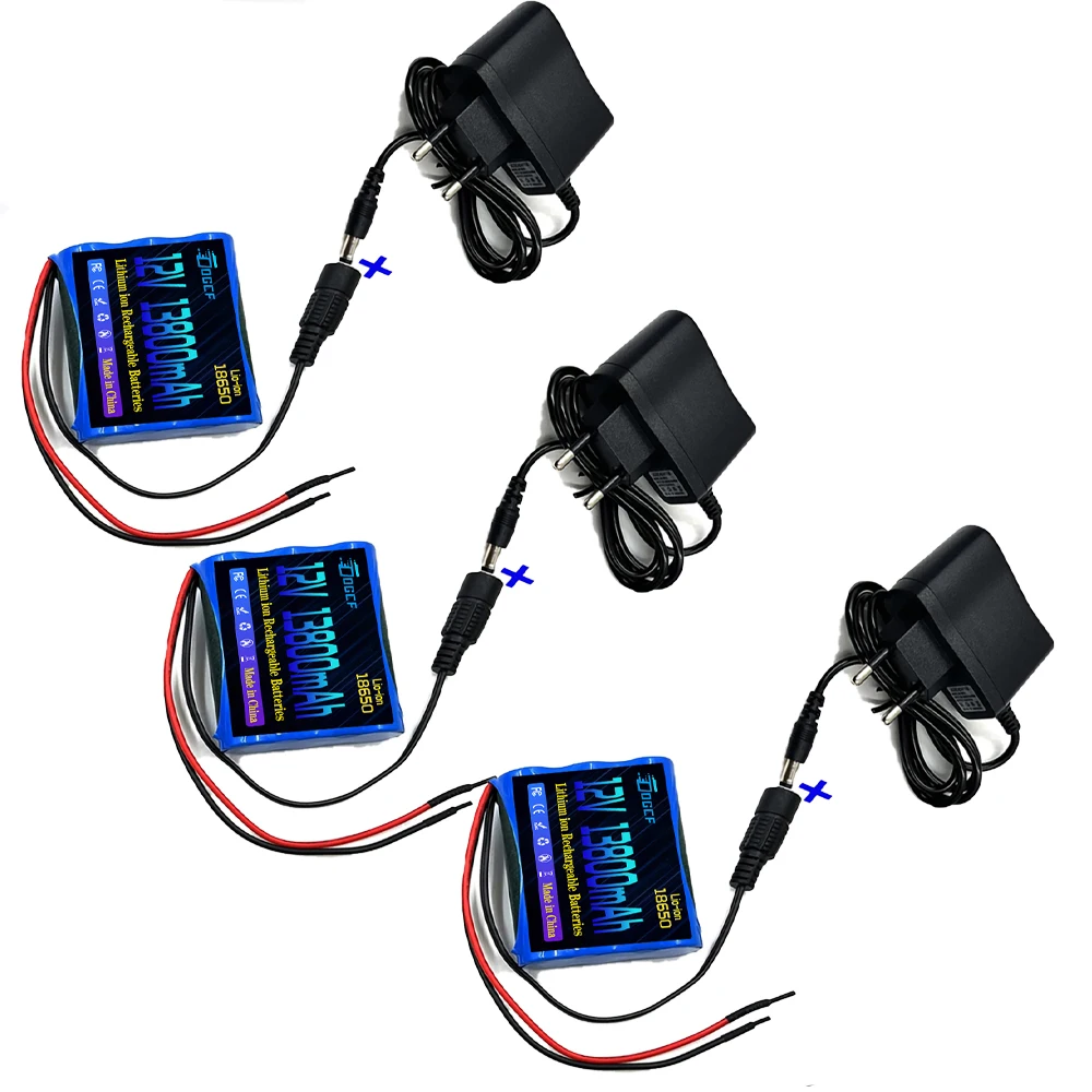 

2025 3S1P protection board 12V battery pack 12V 13800mAh 18650 lithium-ion DC 12.6V super rechargeable battery+charger