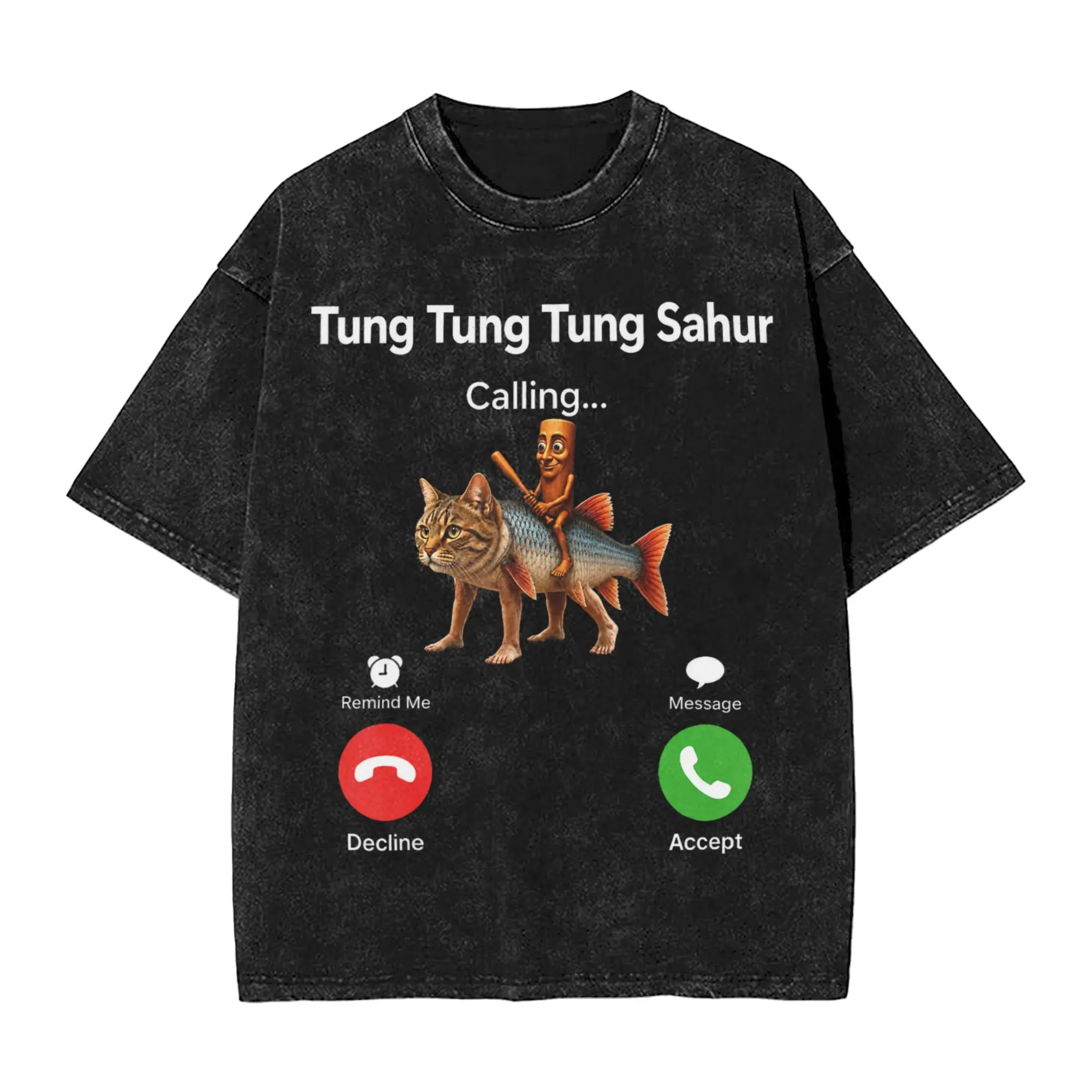 Men Tung Sahur Calling Funny Fishing Brainrot Joke T-Shirts Summer Vintage Short-Sleeve T Shirt O Neck Hip Hop Casual Tshirt