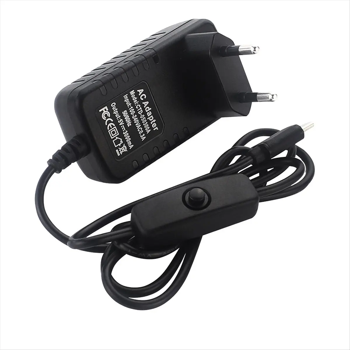 5V 3A Power Supply with on/OFF Switch Charger USB Type-C Power Adapter for Zero 3 / 3B EU Plug