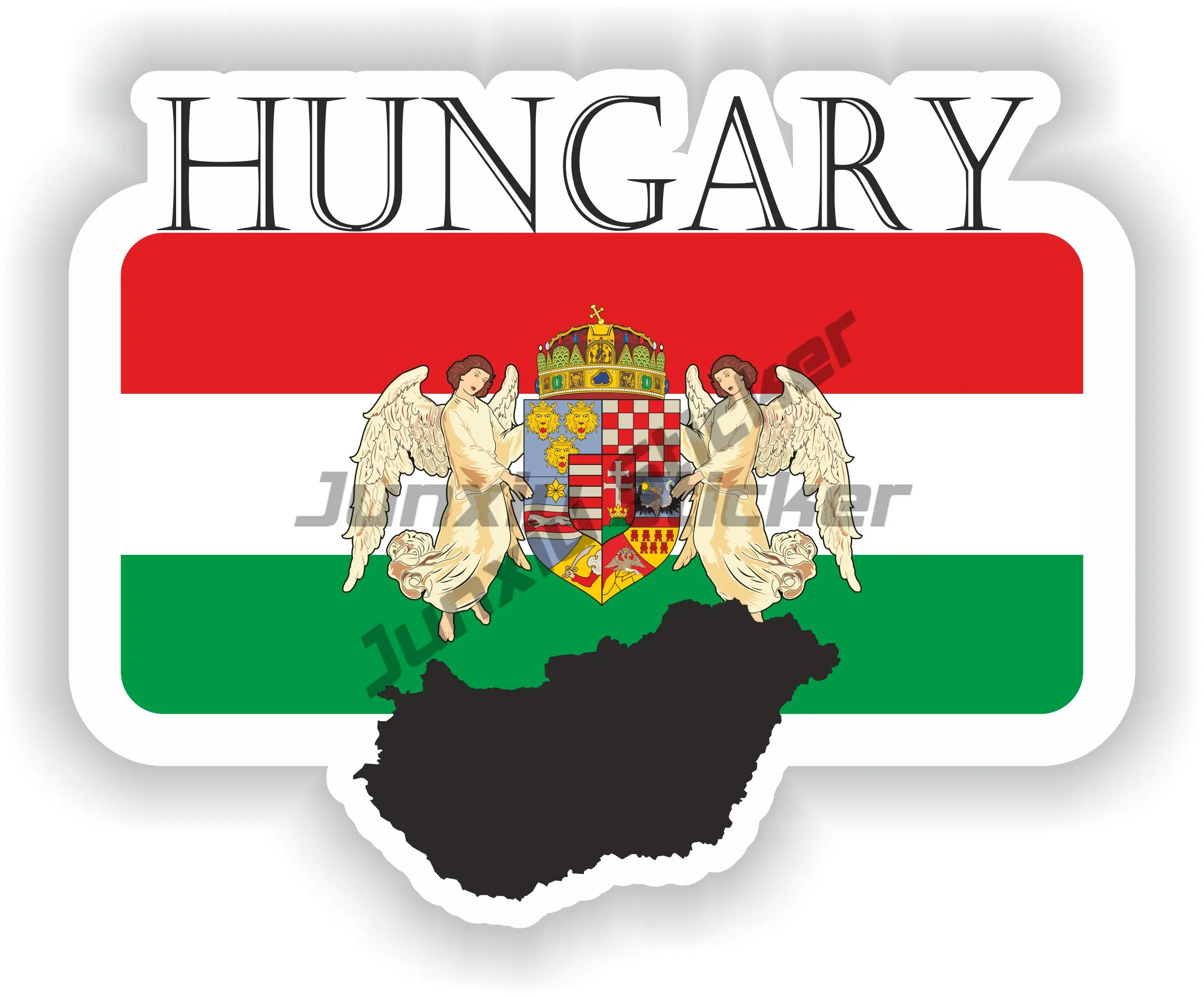 Hungary Round Flag Seal Sticker  Budapest Coat of Arms Hungary Flag Hu Hungarian Shield Van for Car SUV Laptop Book Fridge