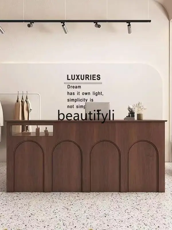 

Clothing Store Cashier Counter Bar Table Coffee Milk Tea Shop Dessert Shop French Vintage Front Desk Cashier Counter Lacquer