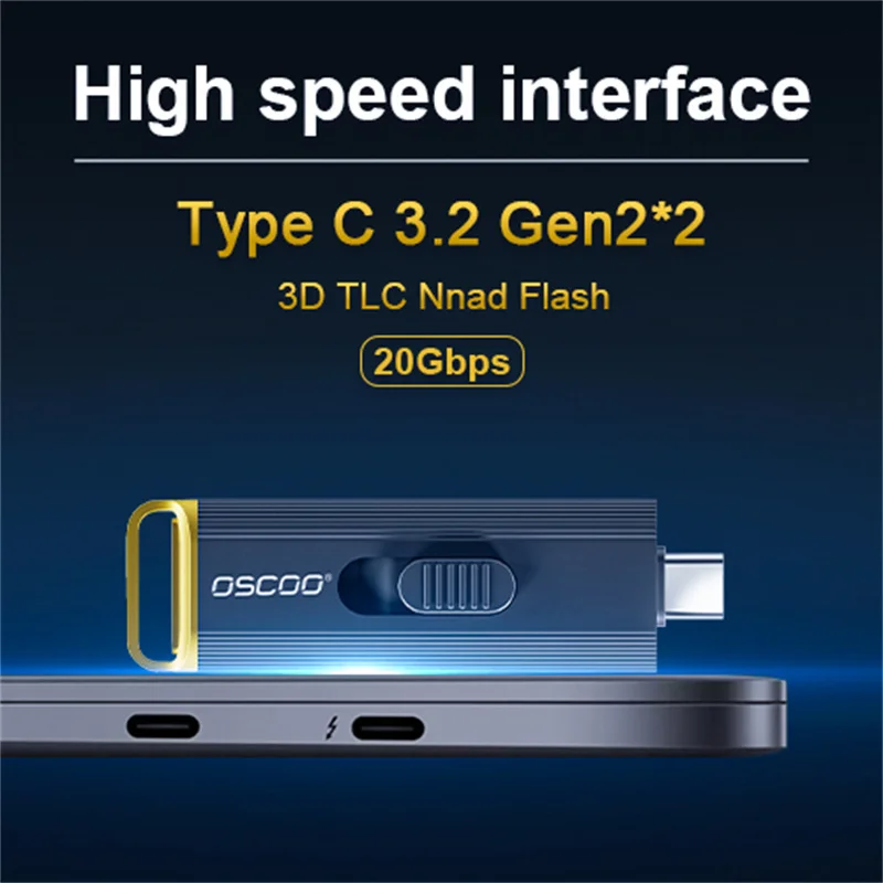 OSCOO  512gb 1tb Portable Solid State SSD USB 3.2 Gen2 Flash Drive US1 External USB Disk Type C Pendrive USB3.2 Stick Memory