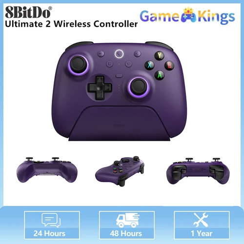 Controlador de juegos inalámbrico 8BitDo Ultimate 2 2,4G con base de carga con joysticks TMR/disparador de efectos Hall para PC, Windows