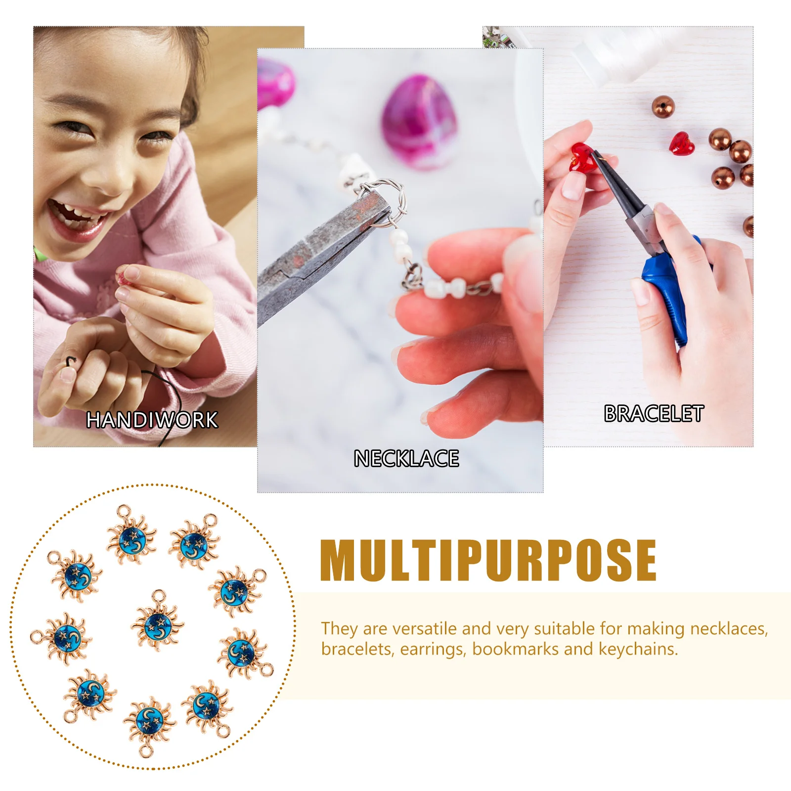 

30Pcs Sun Charm Pendant Jewelry Making Kit Zinc Alloy DIY Earring Bracelet Necklace Craft Accessories for Christmas Birthday