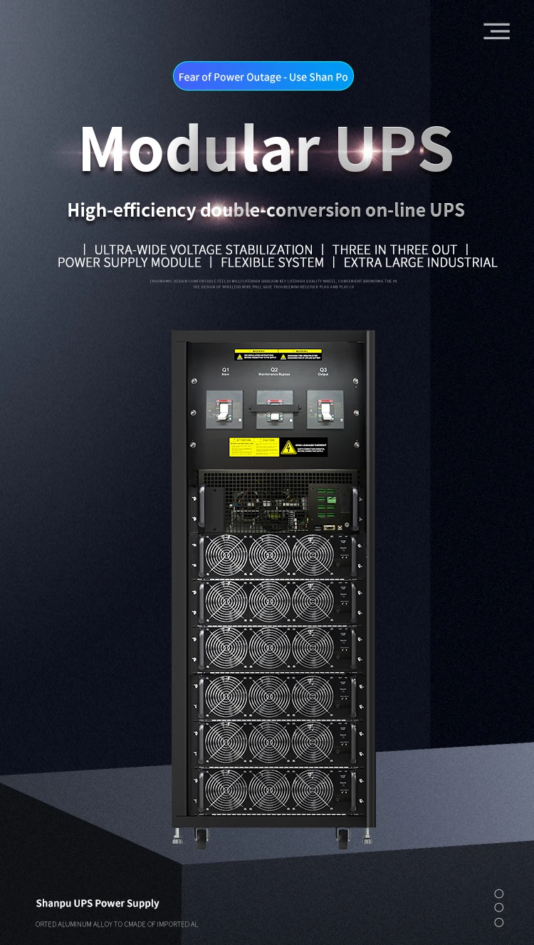 Module SKRM200kw/42U UPS, double Conversion intelligente, fabricant d'UPS triphasé