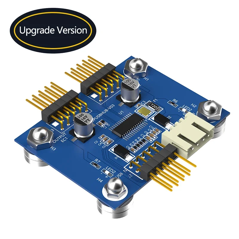 USB2.0 9 Pin to 2x 9Pin Splitter 4Pin Power Interface 4Port USB 2.0 HUB Motherboard 9Pin 1 to 2 Header Connector + Magnetic Base