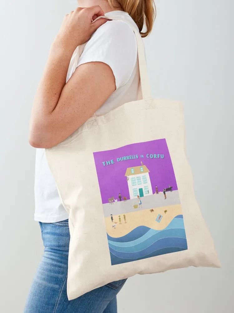 The Durrells in Corfu Tote Bag حمل الحقائب حقيبة تسوق جمالية حقائب قابلة لإعادة الاستخدام حقيبة يد للمتسوقين