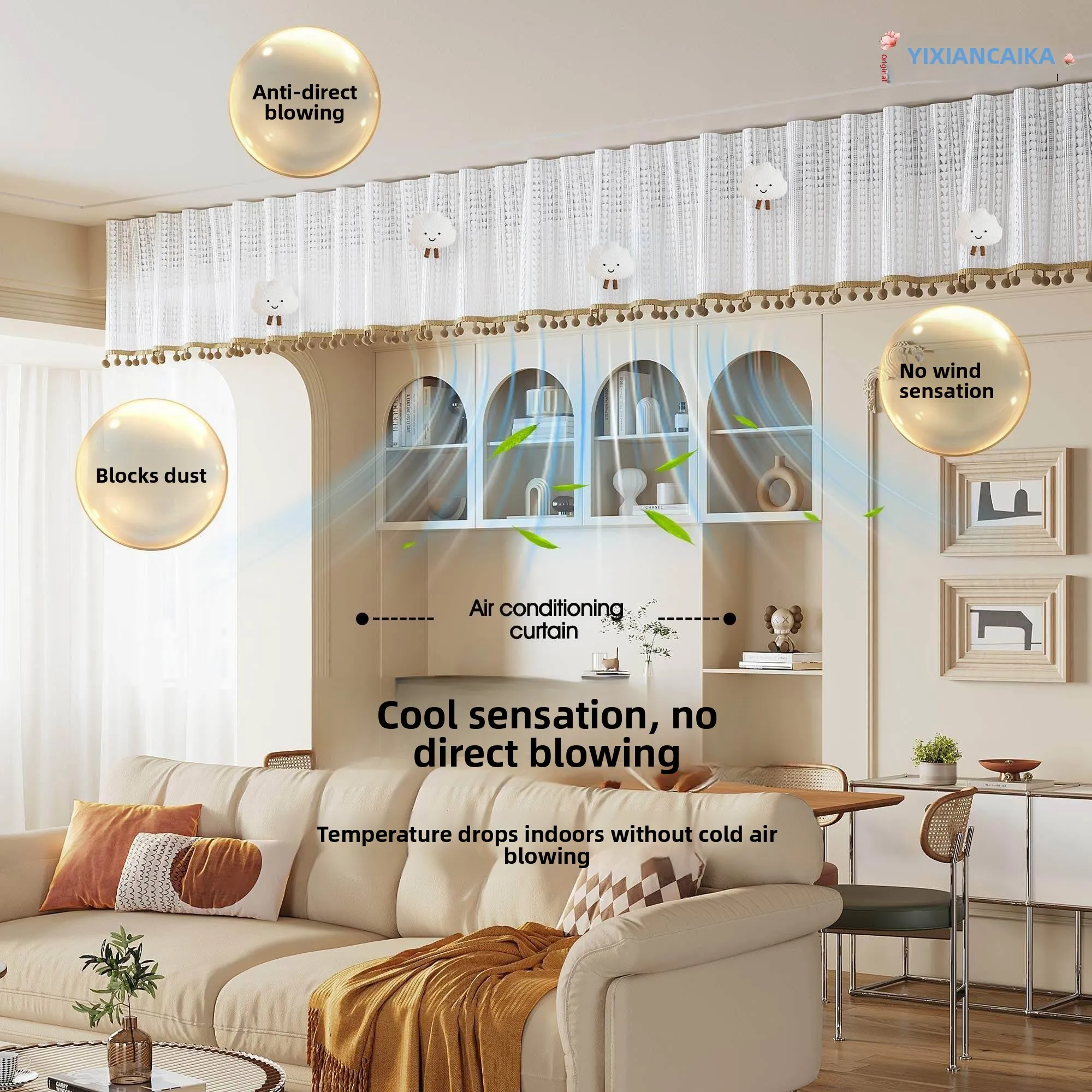 Picture 5: High-Quality Central Air Conditioning Windshield Curtain Postpartum Essential Baby Anti-Direct Blow Air Outlet Curtain No-Pun...