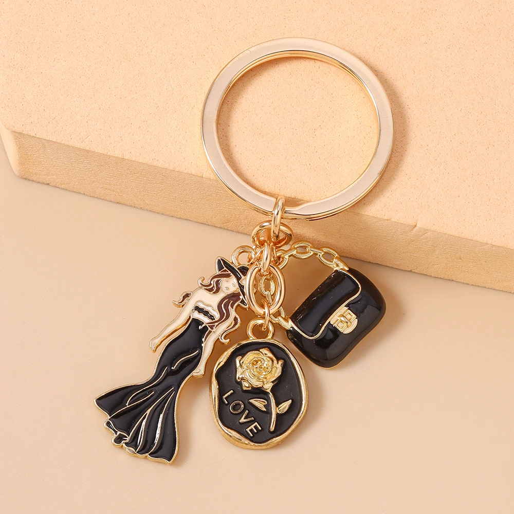 Aihua Hübscher Damen-Schleifenhut High-Heels Schlüsselanhänger Eleganter Perlen-Schlüsselring für Mädchen Freundschaftsgeschenk Handgemachter DIY-Schmuck – Detail 10