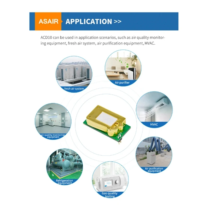 ASAIR-電子二酸化炭素センサーモジュール,高精度赤外線センサー,CO2,ガス濃度検出,使いやすい,acd10