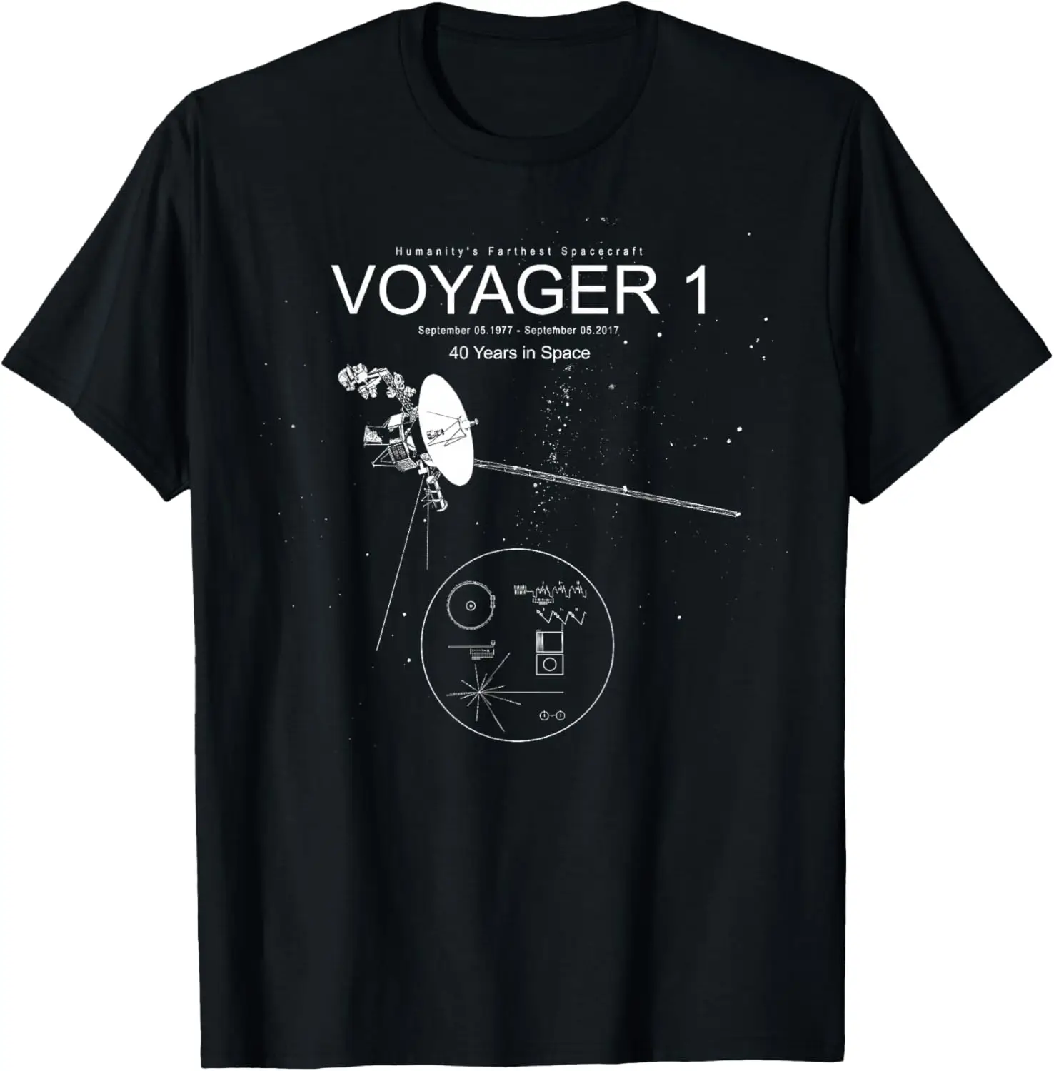 Voyager 1-Humanity's Farthest Spacecraft-40 Years in Space T-Shirt Unisex Summer Streetwear Tops Vintage Graphic T Shirts
