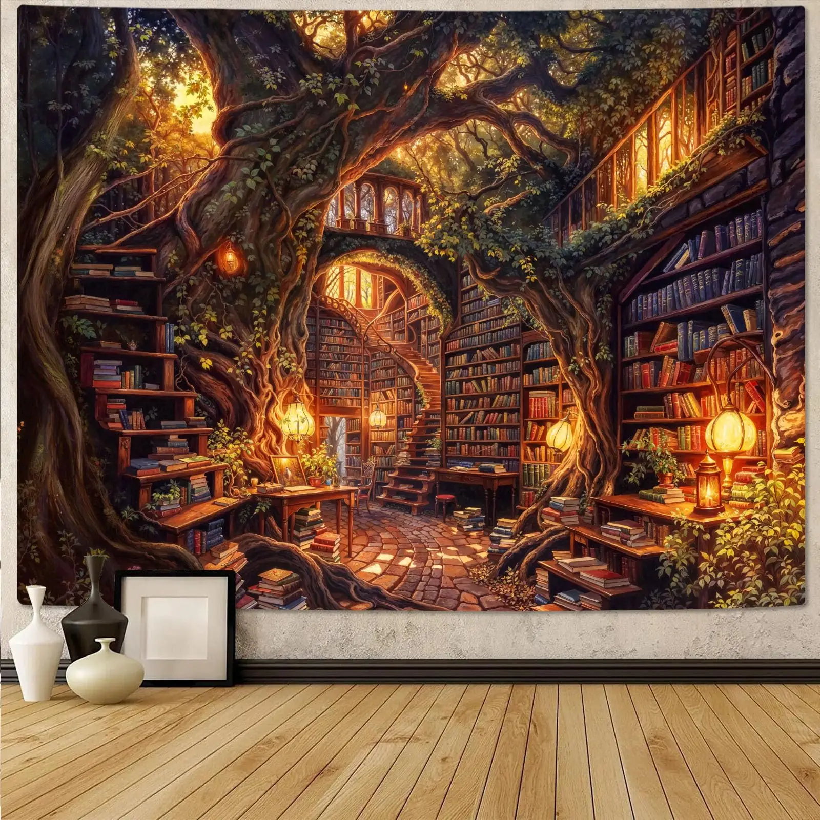 Tapestry Blanket Tapestry Anime Gothic Skull Black Cat Bookshelf Wall Mounted Bedroom Living Room Dormitory 128