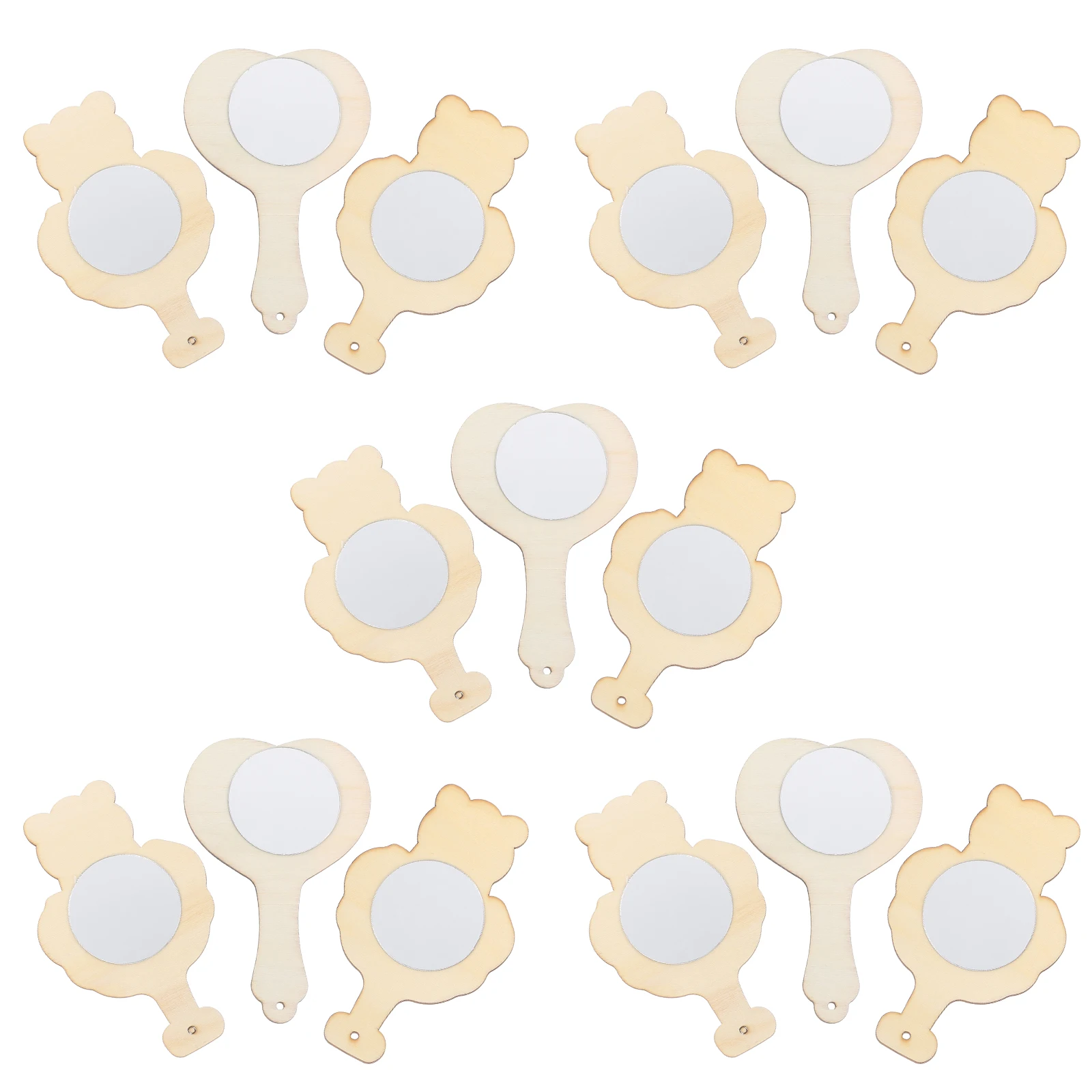 

15 Pcs Wooden Mini Mirrors Handheld Safe Natural Painting Kids Crafts Vanity Mirror Sewing Accessories Toys Gifts