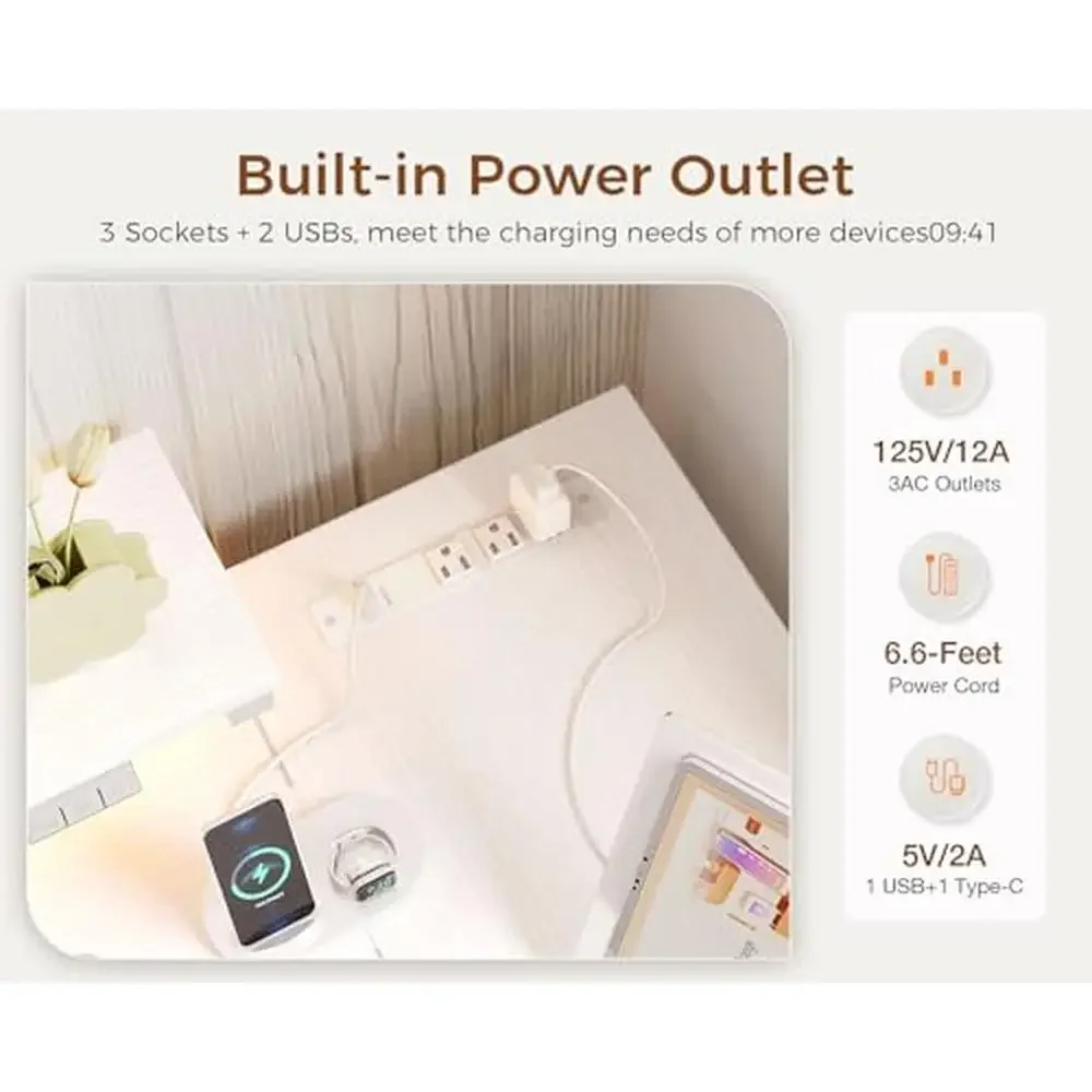 Corner Desk with Adjustable Monitor Stand & Power Outlet L Shaped Computer Desk 43" LED Lights