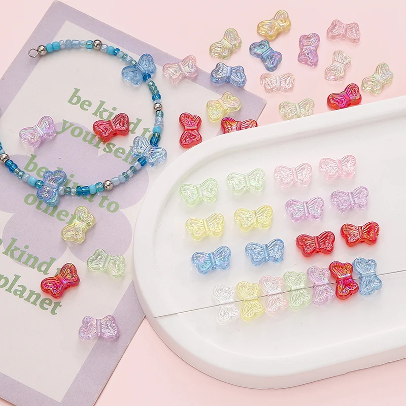 10-30 stuks 14x8mm veelkleurige vlindervorm acryl kralen spacer losse kralen voor DIY armband telefoon ketting sieraden maken benodigdheden