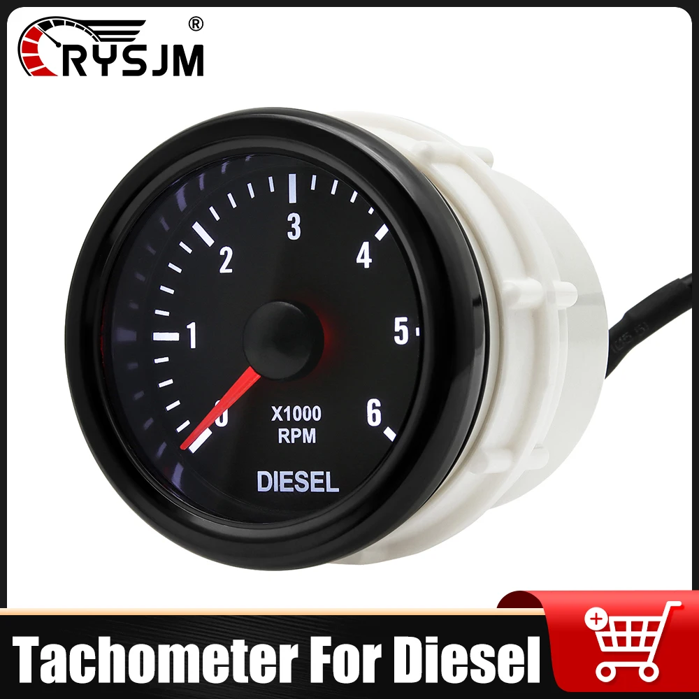 2'' 52MM Tachometer 0-6000RPM Car Digital RPM Indicator Meter Tacho Auto Gauge For 12V Universal Diesel Vehicle Car Accessories