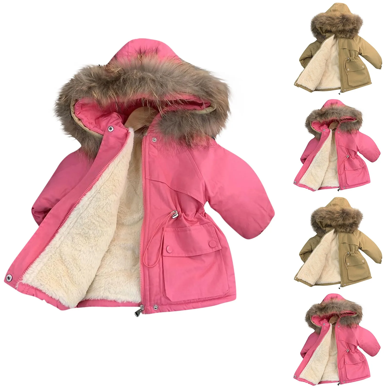 Parka GirlsNew Winter neonate vestiti cappotto giacca in pile tuta da neve calda 3-8Y parka con cappuccio capispalla per bambini abbigliamento