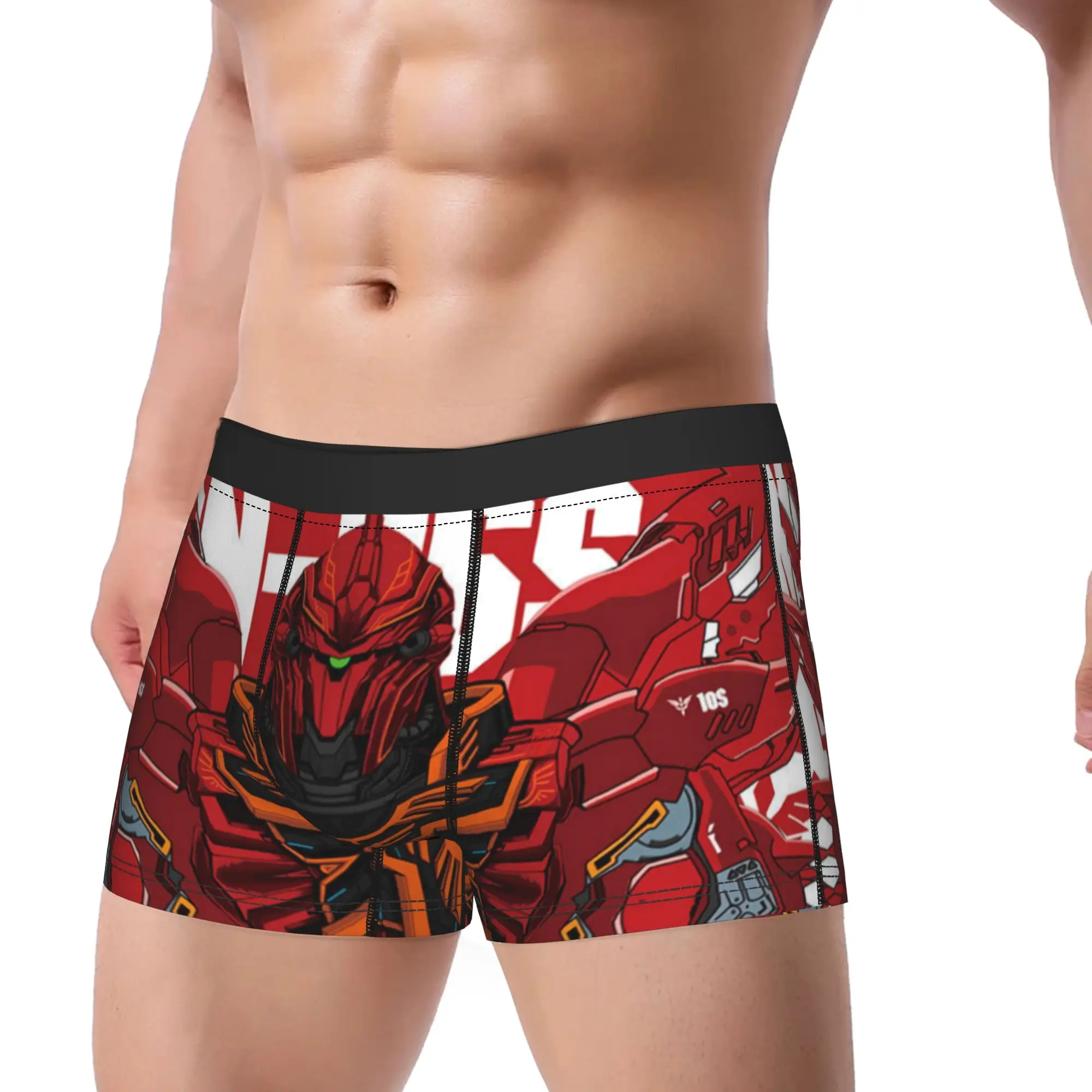 Red Gundam Underpants Breathbale Panties Male Underwear Print Shorts Boxer Briefs