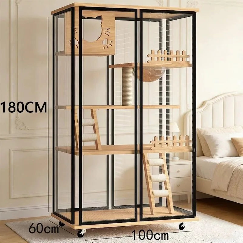 Panoramic cat villa transparent glass large space cage household house cat cabinet