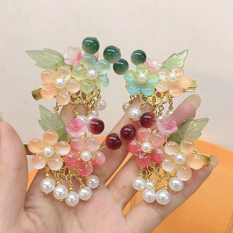 Hanfu-Haarnadeln für Mädchen, traditionelle chinesische Step-Shake-Haarspangen mit Quasten, Vintage-Haarschmuck im antiken Stil für Kinder