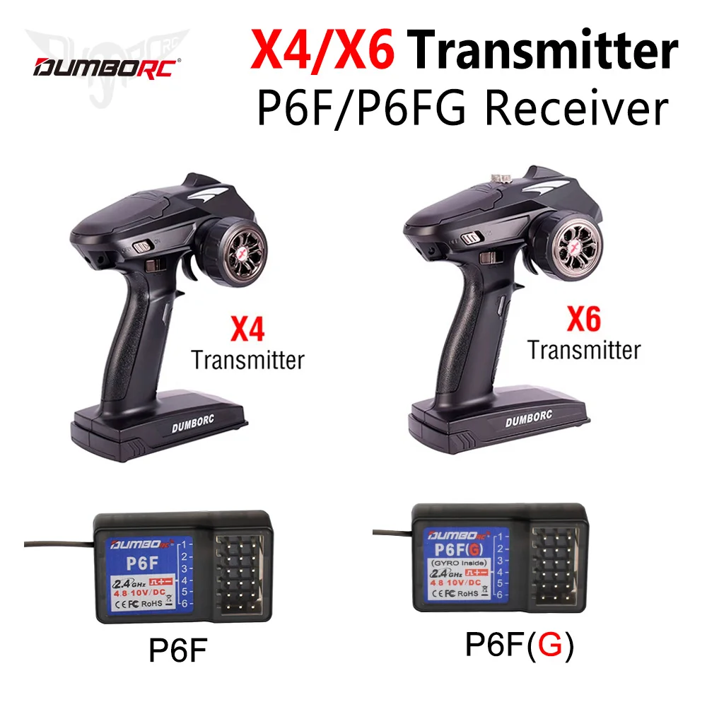 

New DUMBORC-X6 6CH 2.4G RC Radio Controller Transmitter with Mixed Mode +P6FG Receiver for RC Car Boat Tank Support DIY