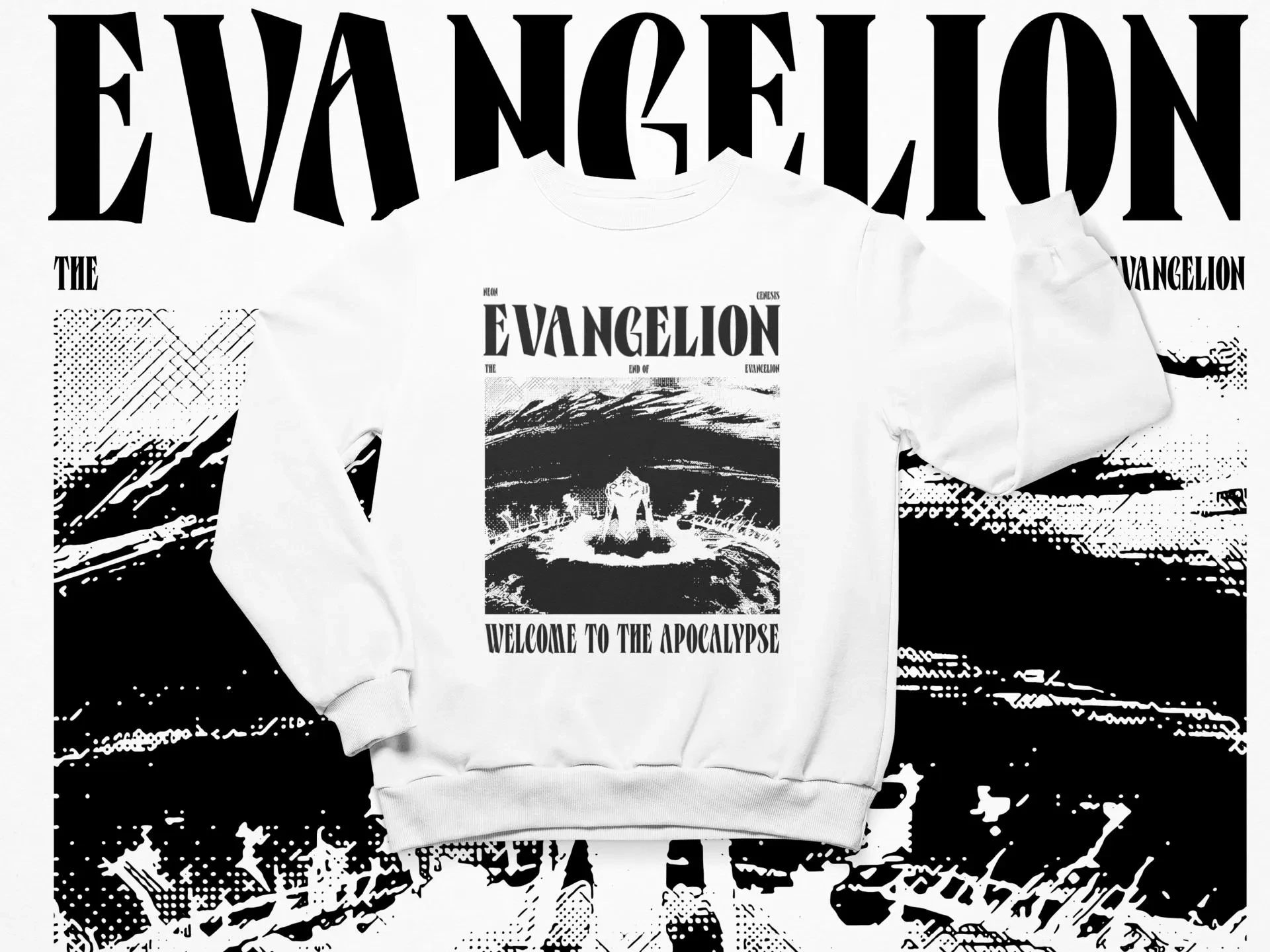 Sudadera con capucha de lana de anime Evangelion, ropa deportiva elegante, sudadera con capucha de lana unisex con cuello redondo, ropa de calle informal de moda.