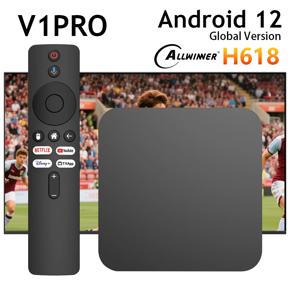 

V1PRO Android 12.0 TV Box Allwinner H618 4K Dual WiFi 2.4/5G BT Voice Assistant Smart TV Box Android Media Player Set-top Box