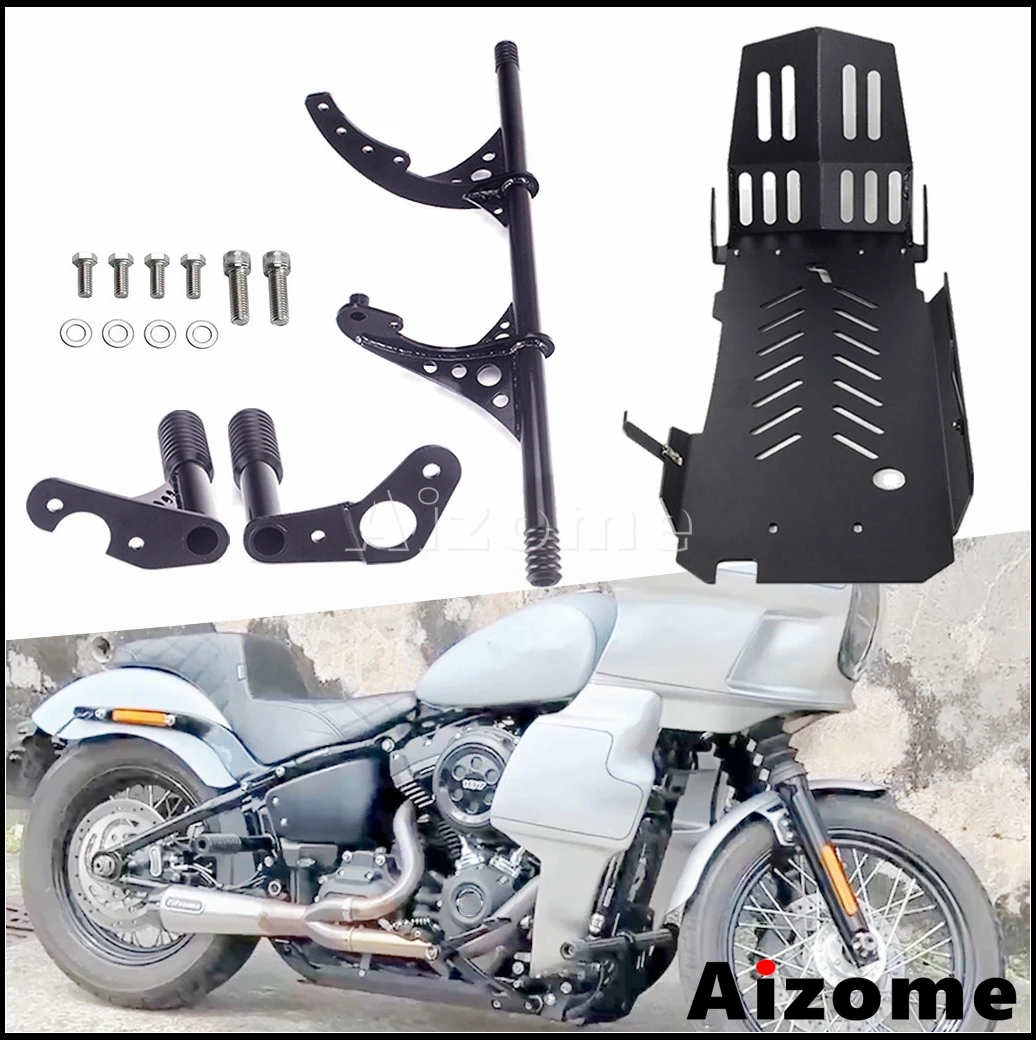 Highway Pegs Front Rear Crash Bar Engine Frame Skid Plate Guard For Harley Softail Street Bob FXBB FXBBS Low Rider S ST 2018-23